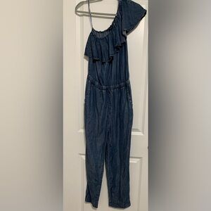 1. State One‎ Shoulder Ruffle Women’s Jumpsuit Small
